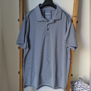 Bonobos Men's Golf Navy and White Striped Standard Fit Polo Shirt - Size L